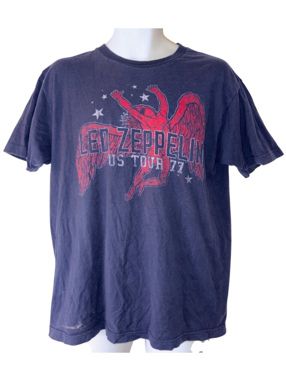 Led Zeppelin 1977 US Tour T-Shirt Large Black Red Graphic Band Tee